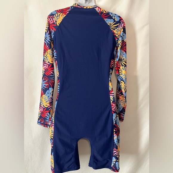 Halcurt Women's Navy Floral Long Sleeve Swimsuit#A2 - Picture 10 of 15